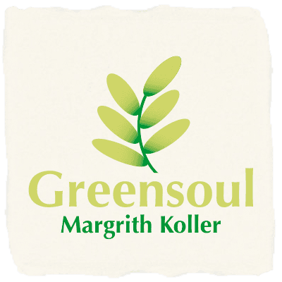 Greensoul logo with green leaf design and Margrith Koller text.